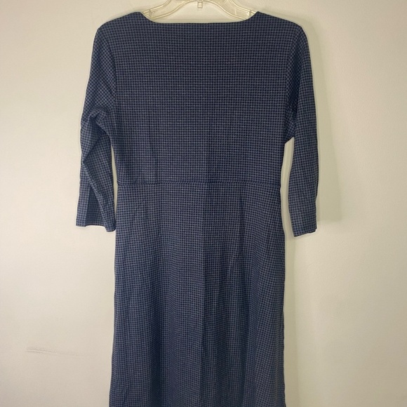 Toad & Co Rosalinda Dress V Neck Blue Houndstooth Dress Outdoor Gorpcore Small - Picture 6 of 10